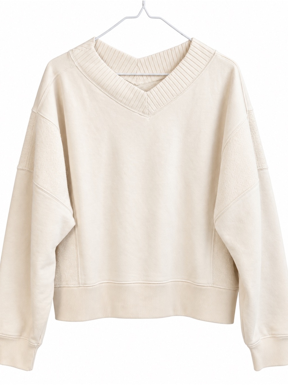 aerie Cream V-Neck Boxy Sweatshirt